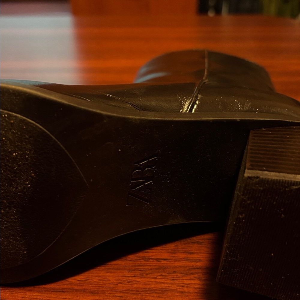 Zara Black Pointed Heeled Boots - Picture 3 of 4